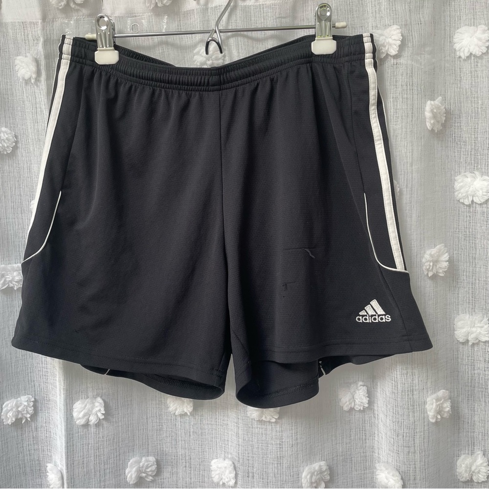 adidas athletic shorts, pockets, unlined, black